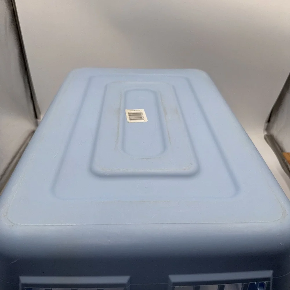 Vtg Rubbermaid Laundry Basket 2973 Country Blue Hamper Rectangular Plastic